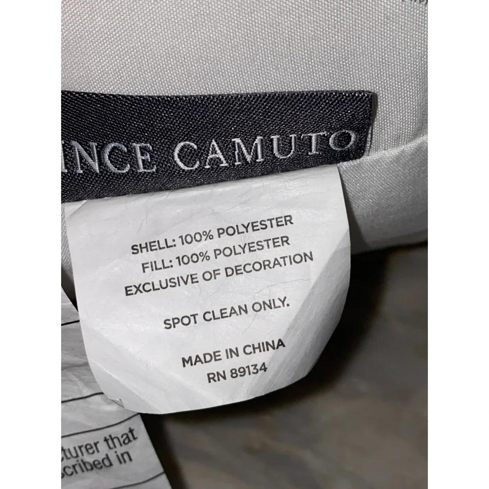 Vince Camuto 18x18 White Silver Geometric Metallic Embroidered Throw Pillow